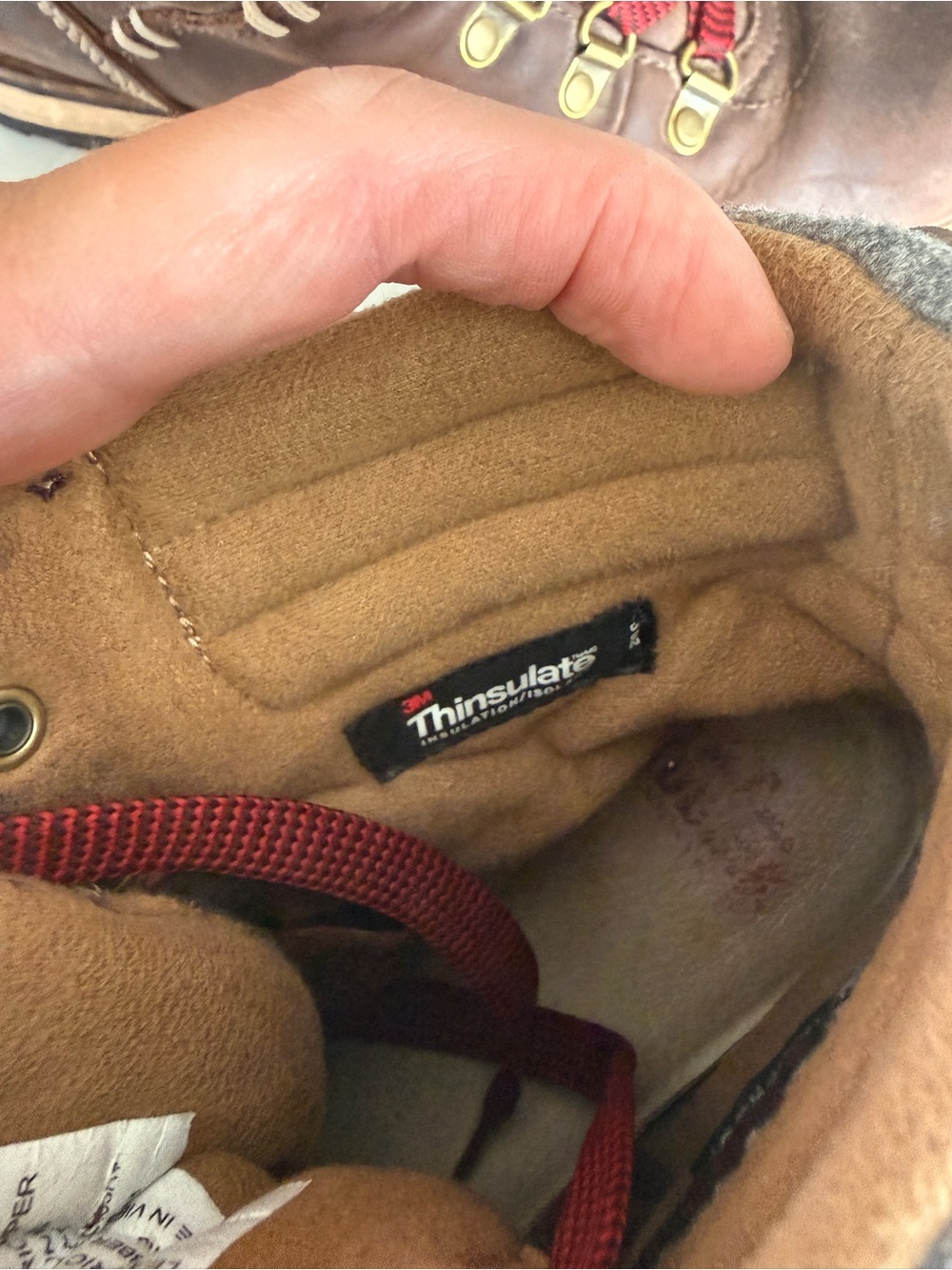 Kodiak Brown Leather Lace-Up Boots with Red Laces - Picture 4 of 5